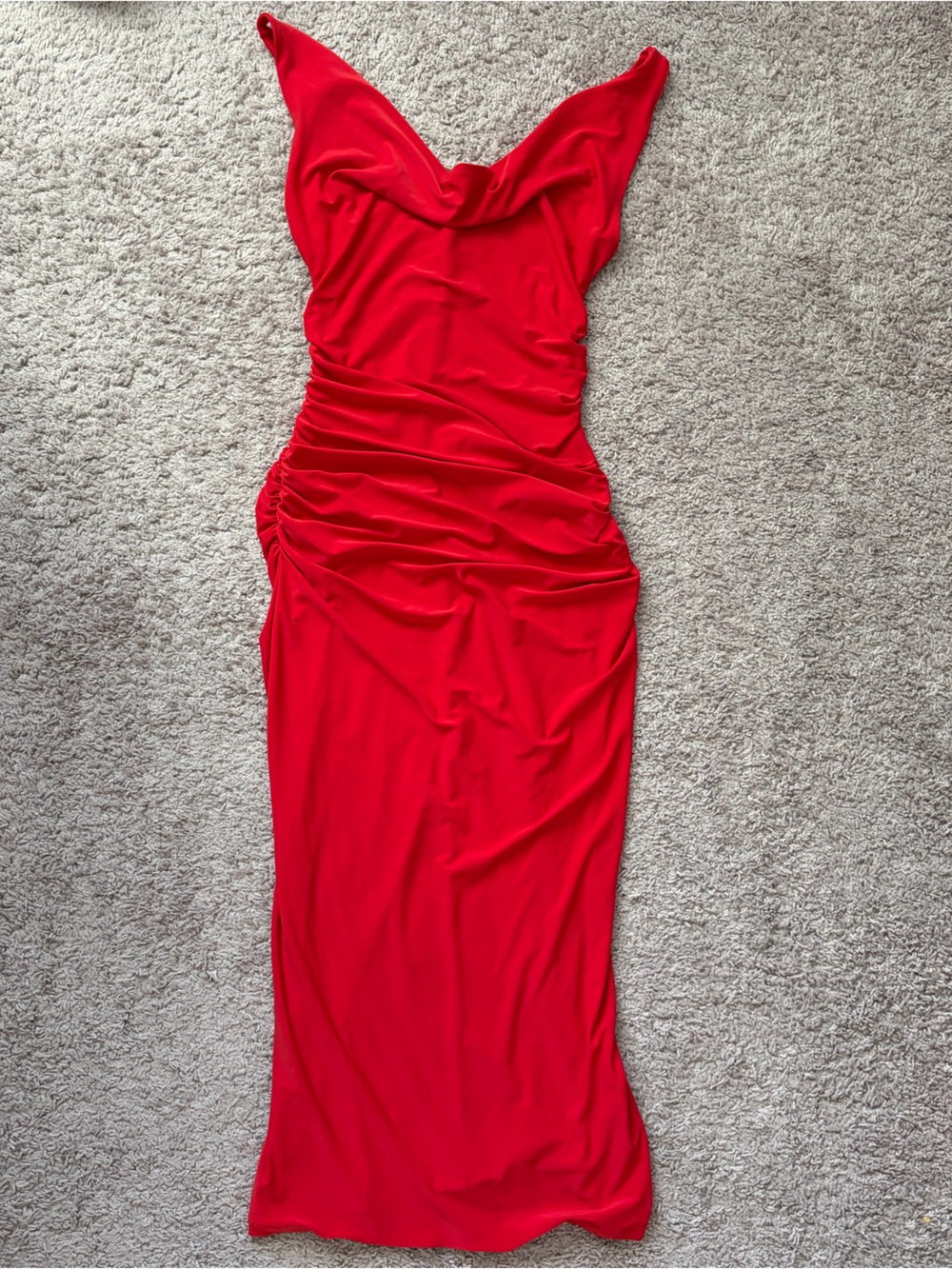 Zara Red Ruched Dress - Picture 1 of 5